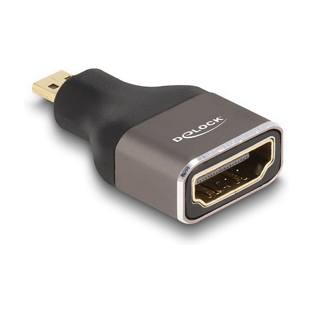Adapter DELOCK HDMI Micro-D (M) na HDMI A (Ž) (8K 60Hz, metalni, sivi)