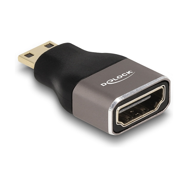 Adapter DELOCK HDMI Mini-C (M) na HDMI A (Ž) (8K 60Hz, metalni, sivi)