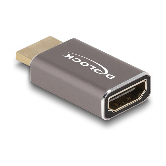 HDMI Adapter DELOCK kutni 90° (8K 60Hz, muški na ženski, sivi)