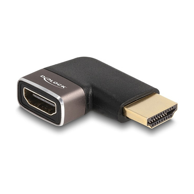 HDMI Adapter DELOCK Kutni 90° lijevo (8K 60Hz, metalni, sivi)-1