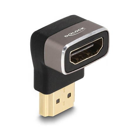 HDMI adapter DELOCK kutni 90° muško-ženski (8K 60Hz, metalni, sivi)