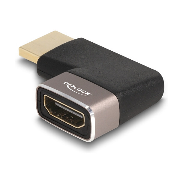 HDMI Adapter DELOCK kutni 90° (8K 60Hz, muški na ženski, metalni)