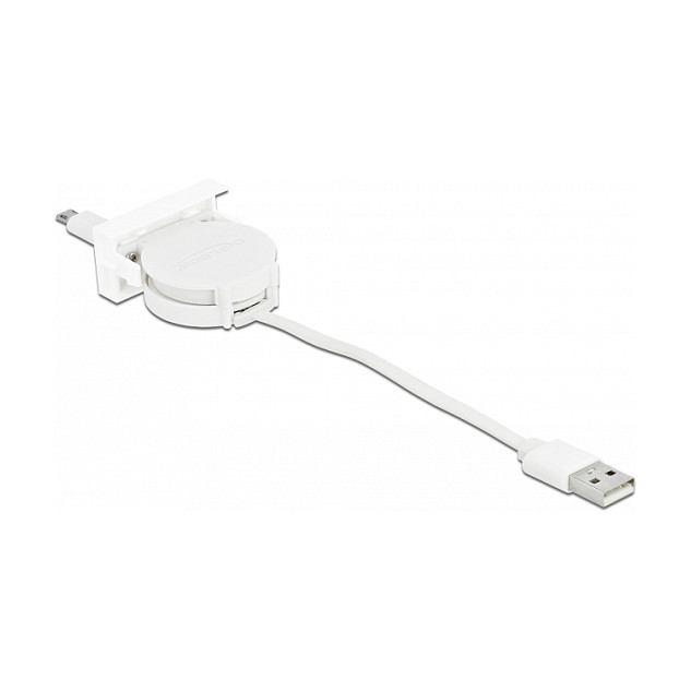 Modul s kabelom na izvlačenje DELOCK Easy 45 (USB-A na Micro-B, bijeli)-0