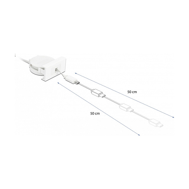 Modul s kabelom na izvlačenje DELOCK Easy 45 (USB-A na Micro-B, bijeli)-1