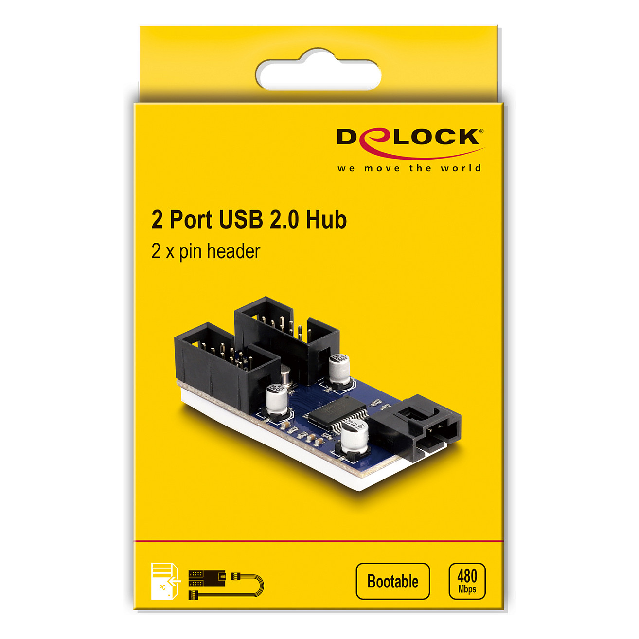 Interni USB 2.0 Hub DELOCK 61100 (2-portni, pin header)-3