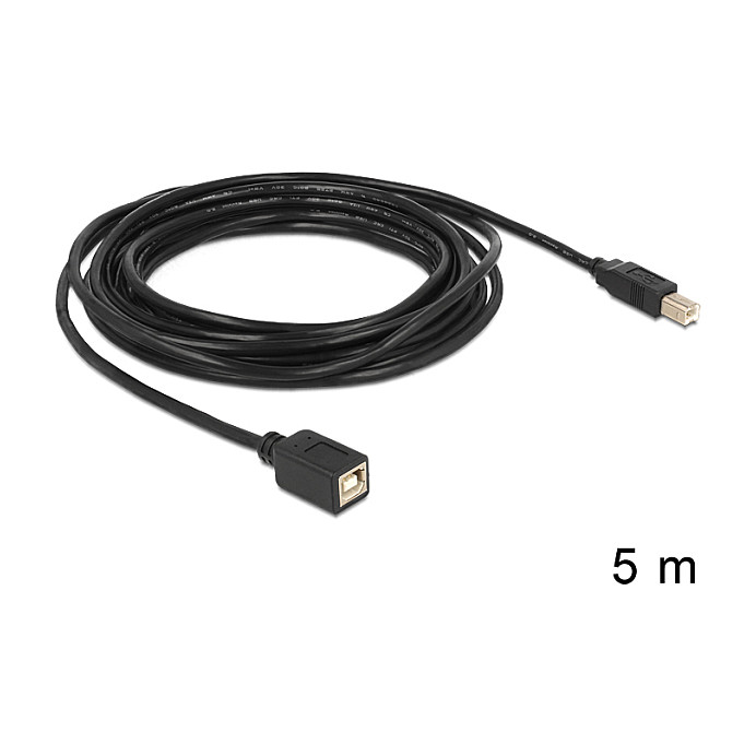 USB-B produžni kabel DELOCK 83429 (USB 2.0, 5m, crni)