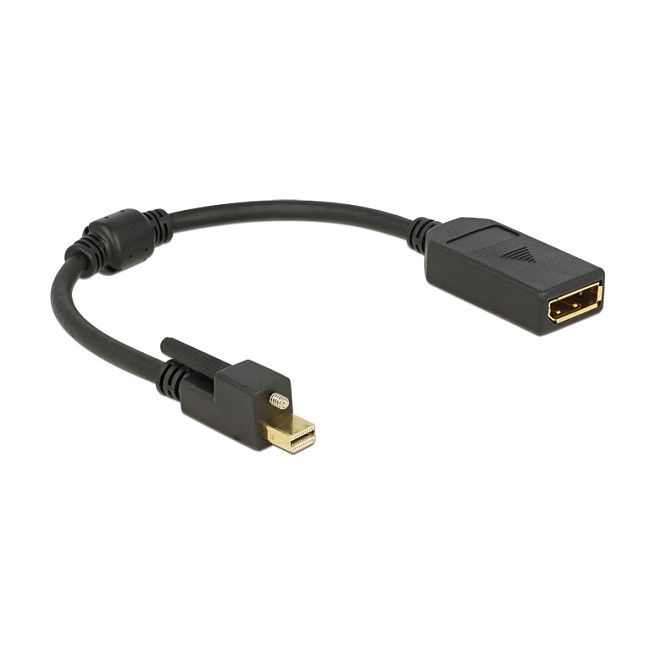 Adapter kabel DELOCK mini Displayport 1.2 na Displayport (25cm, 4K, s vijkom, crni)