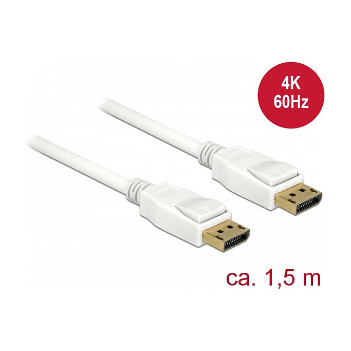 DisplayPort kabel DELOCK 1.2 M/M (4K 60Hz, 1.5m, bijeli)-1