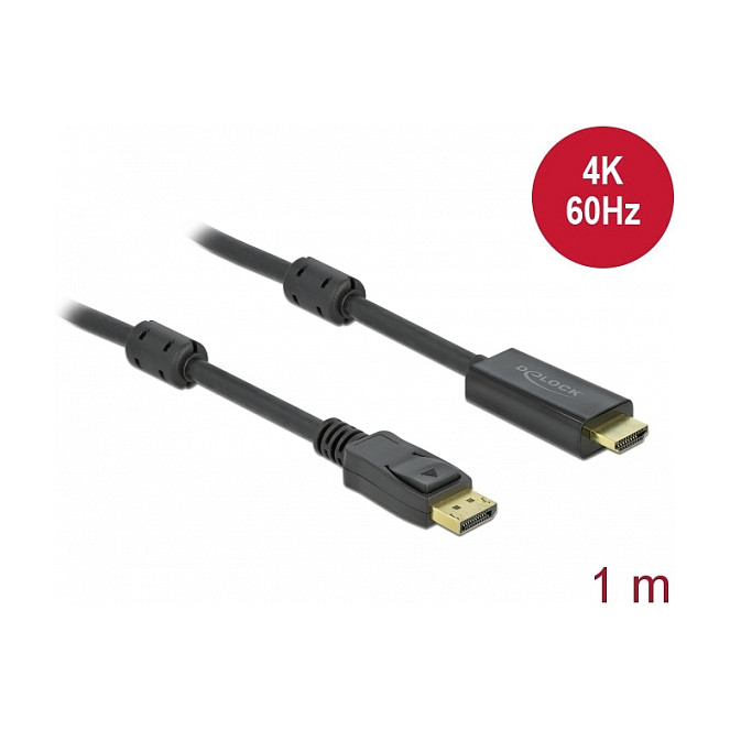 Adapter kabel DELOCK DisplayPort 1.2 na HDMI (Aktivni, 4K 60Hz, 1m)-1
