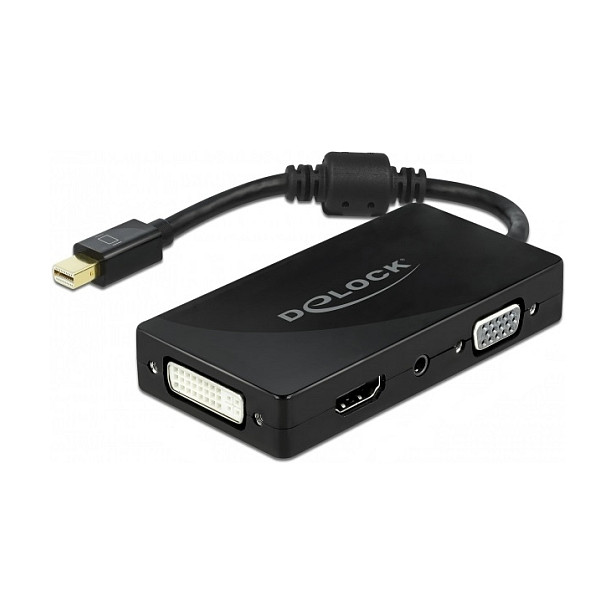 Adapter DELOCK Mini DisplayPort 1.2 na VGA / HDMI / DVI / Audio (4K, pasivni, crni)-0