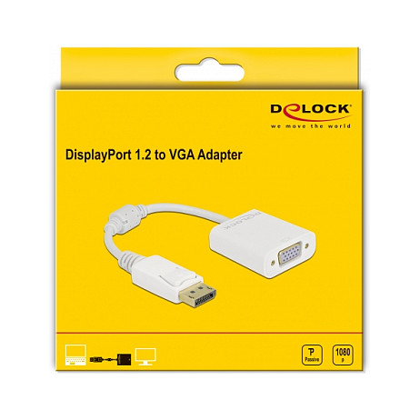 Adapter DELOCK 61007 (DisplayPort 1.2 (M) na VGA (Ž), pasivni, bijeli)-1