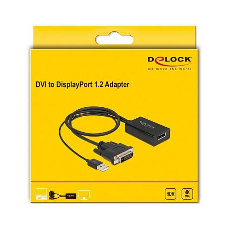 Adapter DELOCK 63189 (DVI na DisplayPort 1.2, 4K HDR, 50cm)-1