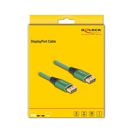 Kabel DELOCK DisplayPort 2.1 (16K 60Hz, 2m, zeleni)-1