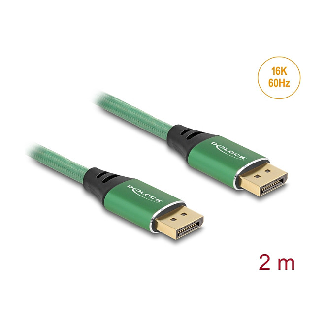 Kabel DELOCK DisplayPort 2.1 (16K 60Hz, 2m, zeleni)-2