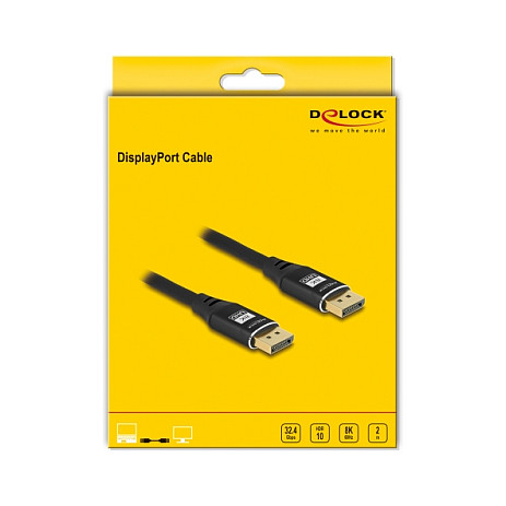 DisplayPort kabel DELOCK (8K 60Hz, 2m, metalno kućište, crni)-2