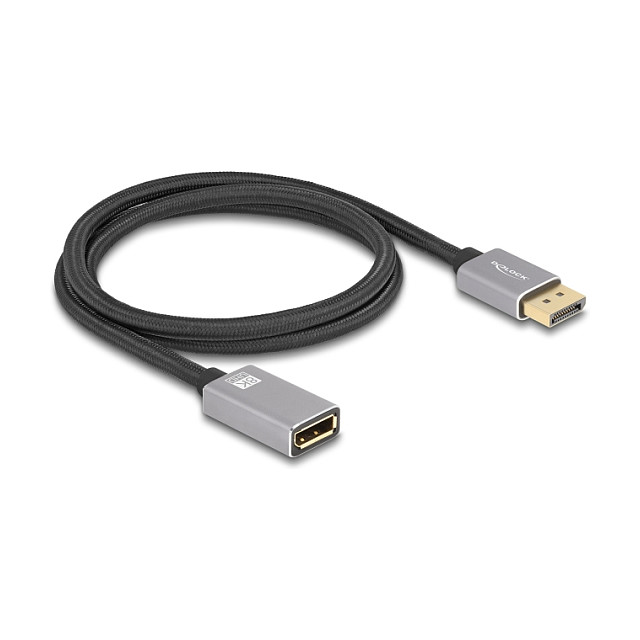 DisplayPort produžni kabel DELOCK 81079 (1m, 8K@60Hz, DP 1.4, sivi)