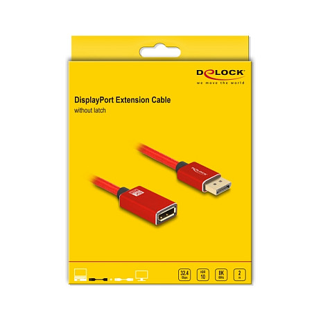 DisplayPort produžni kabel DELOCK 81082 (8K 60Hz, DP 1.4, 2m, crveni)-2