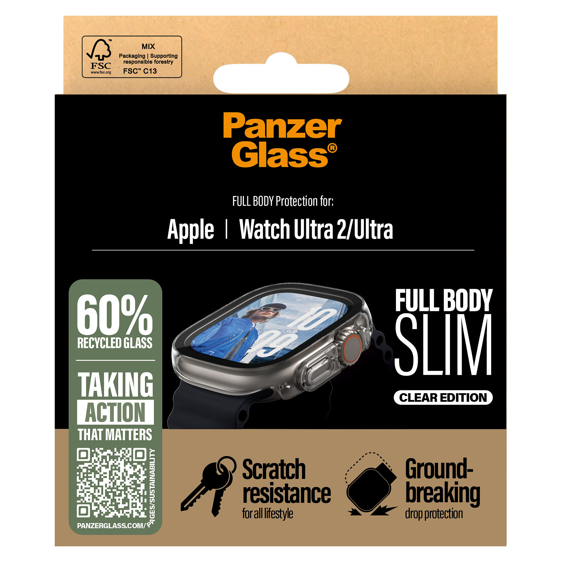Zaštitno staklo PANZER GLASS Snappie Full Body Slim Clear za Apple Watch Ultra 2, 5715685003646-2