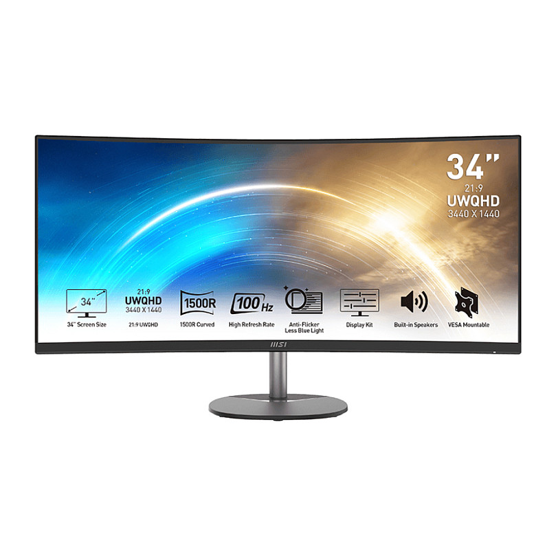 Monitor MSI PRO MP341CQDE (34", 1500R, VA, UWQHD, 100Hz, 4ms)