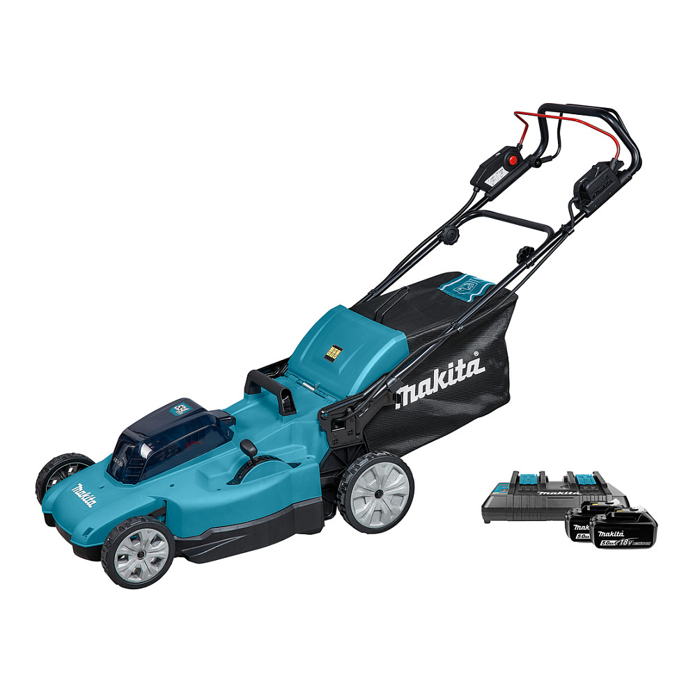 AKUMULATORSKA KOSILICA MAKITA DLM539PT2 (2x18V, 53cm, samohodna, 2x5.0Ah baterije, punjač)