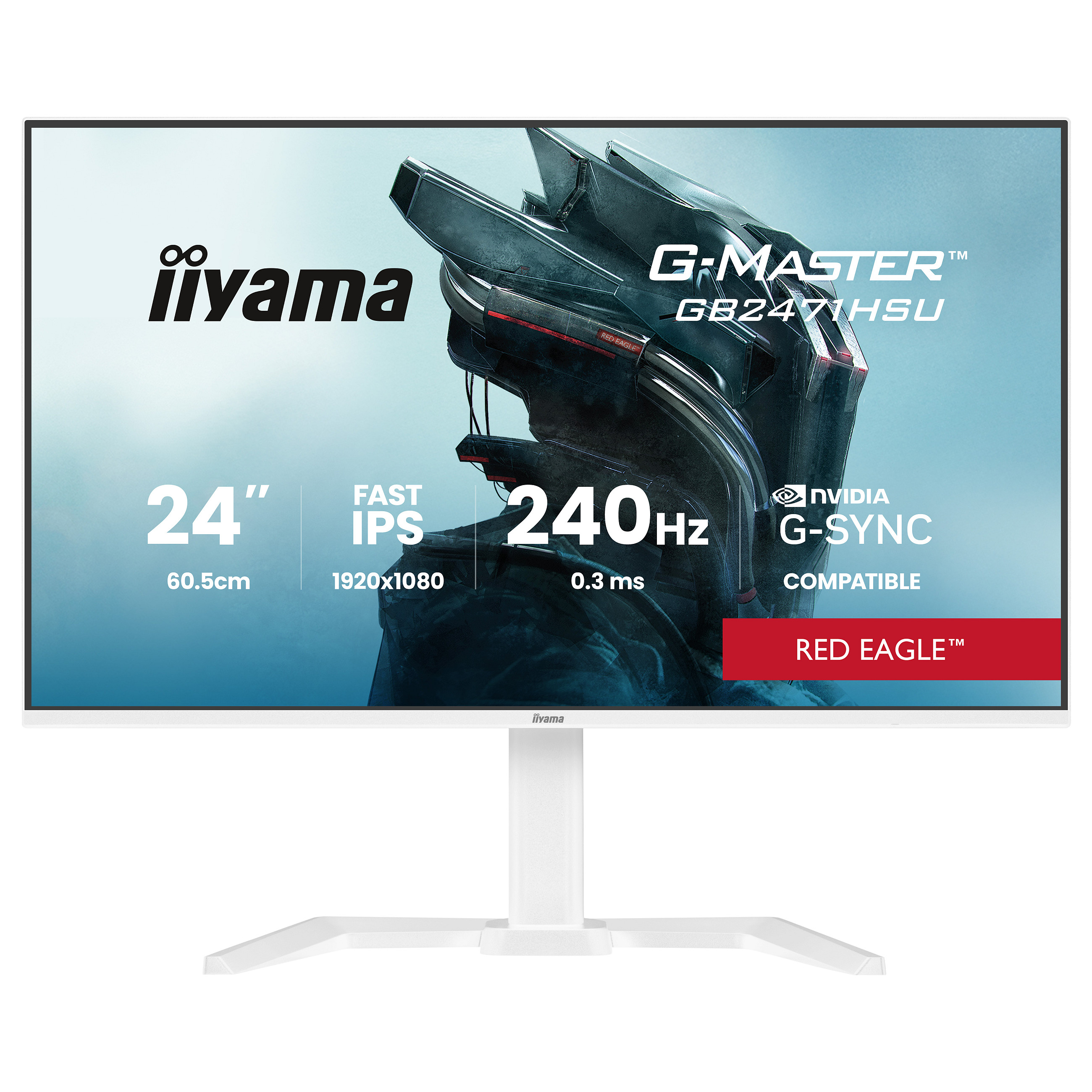Gaming monitor IIYAMA G-MASTER GB2471HSU-W1 Red Eagle (24", Full HD, 165Hz, 0.8ms, Fast IPS, FreeSync Premium, Bijeli)-1