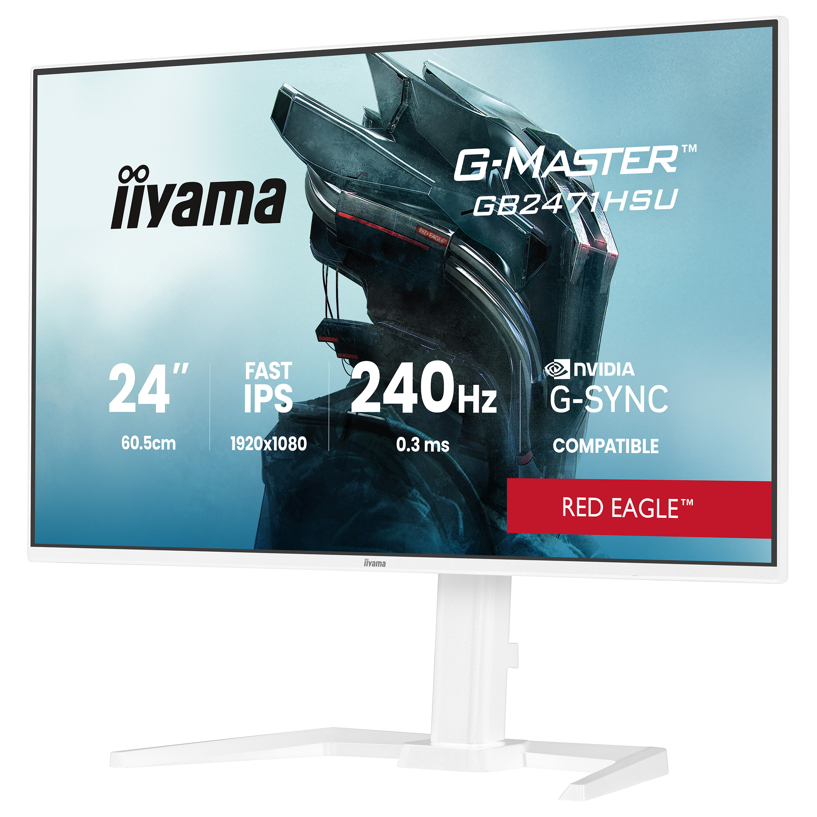 Gaming monitor IIYAMA G-MASTER GB2471HSU-W1 Red Eagle (24", Full HD, 165Hz, 0.8ms, Fast IPS, FreeSync Premium, Bijeli)-12