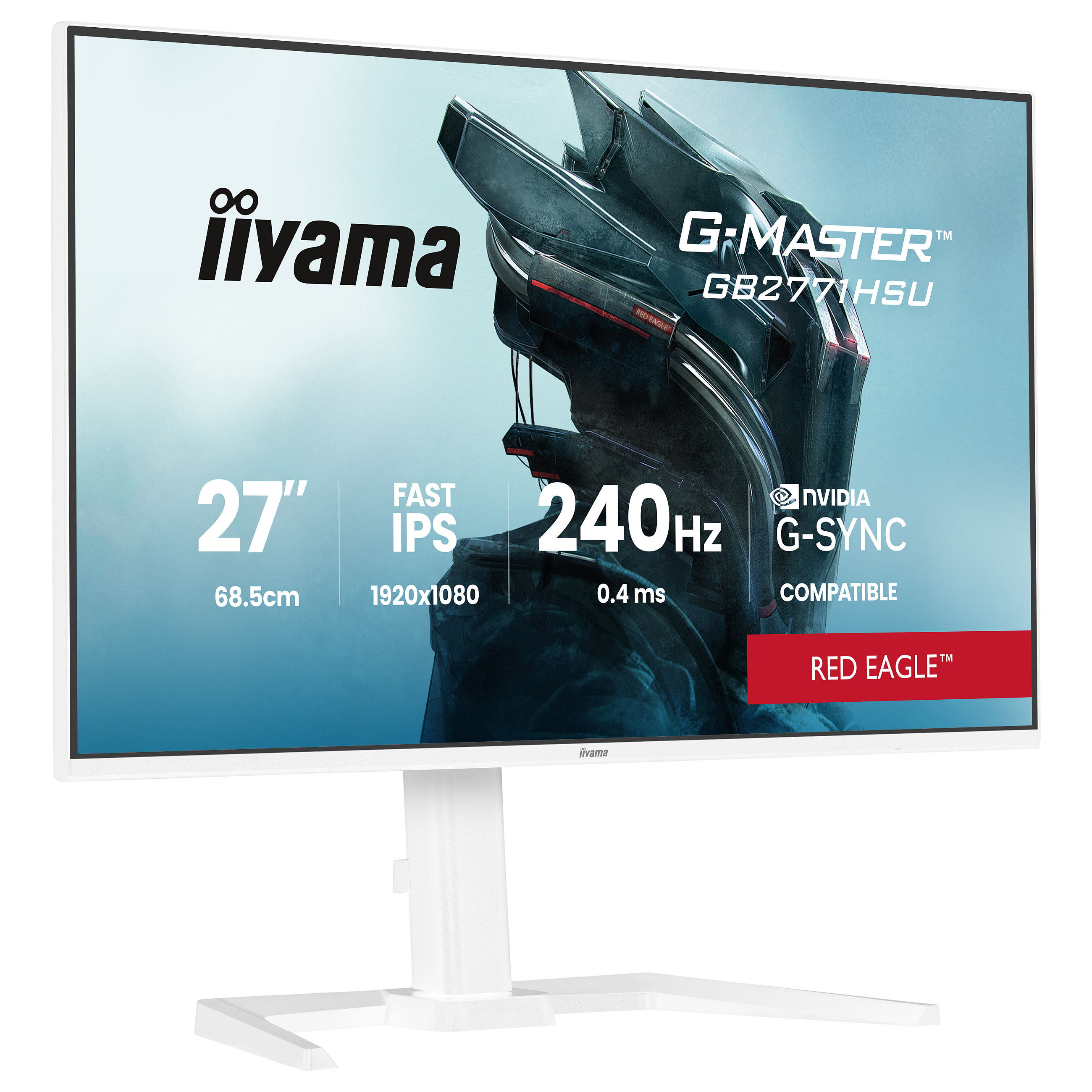 Gaming monitor IIYAMA G-MASTER Red Eagle GB2771HSU-W1 (27", FHD, Fast IPS, 180Hz, 0.8ms, bijeli)