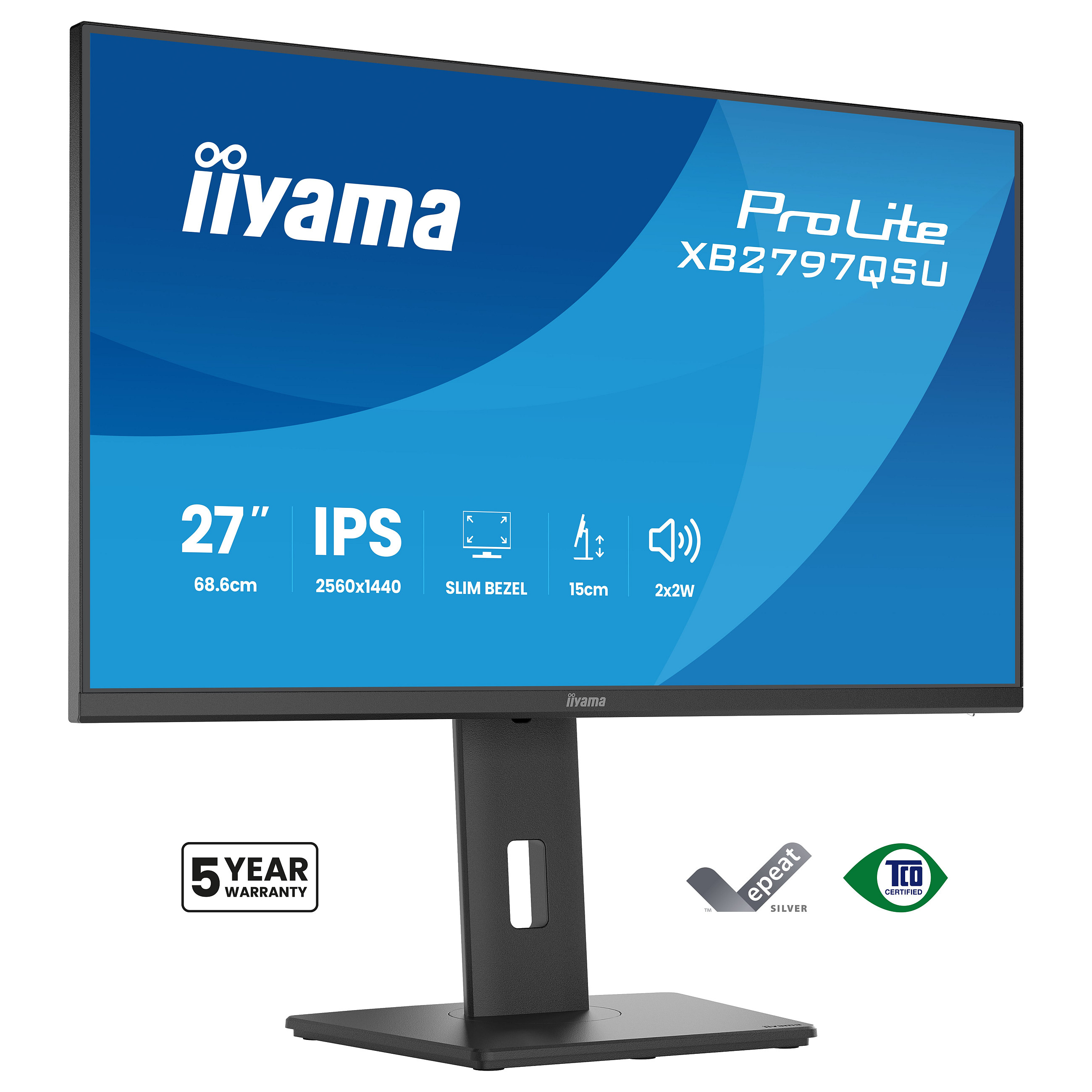 Monitor IIYAMA ProLite XB2797QSU-B1 (27" IPS, WQHD, 100Hz, 1ms, HAS)-0