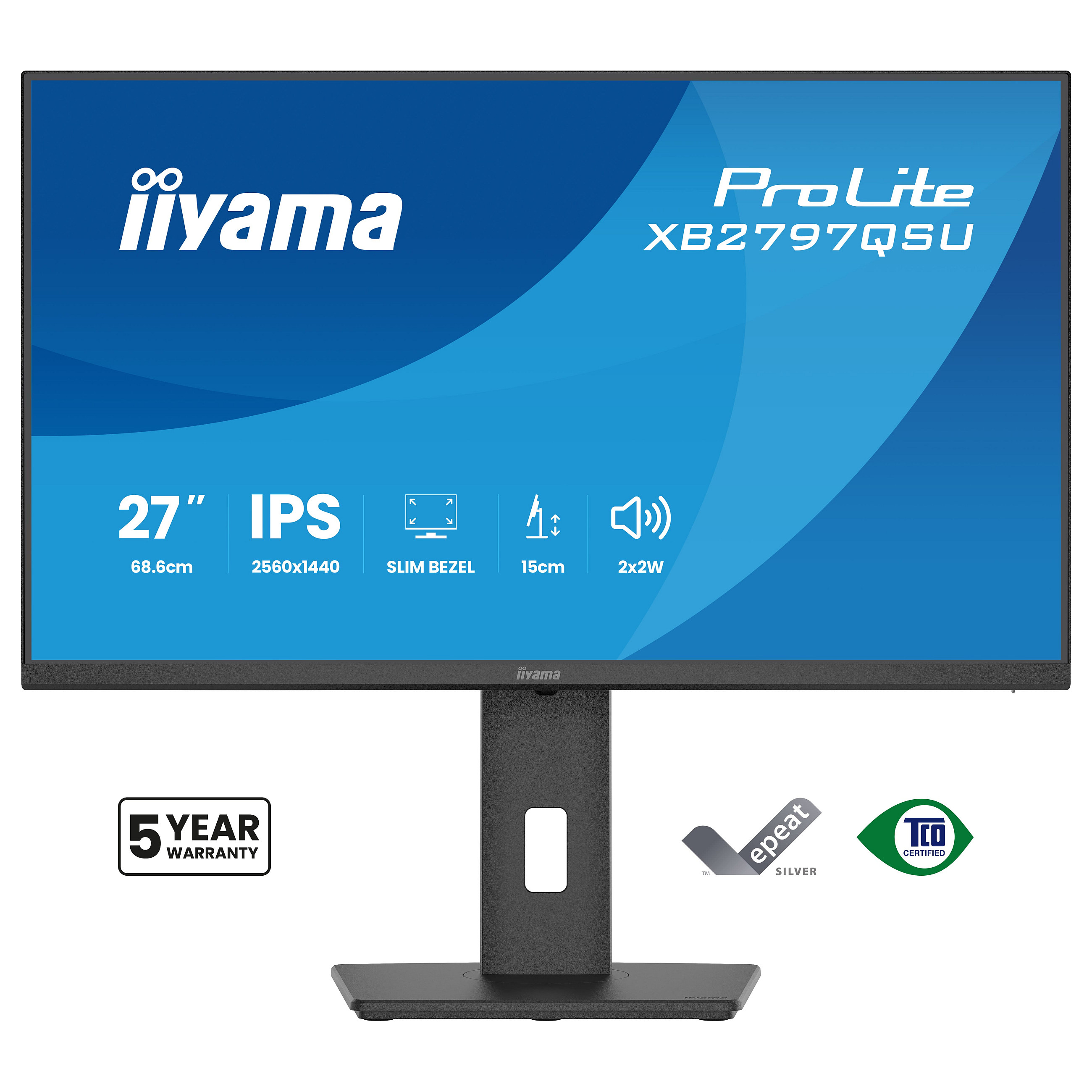 Monitor IIYAMA ProLite XB2797QSU-B1 (27" IPS, WQHD, 100Hz, 1ms, HAS)-1