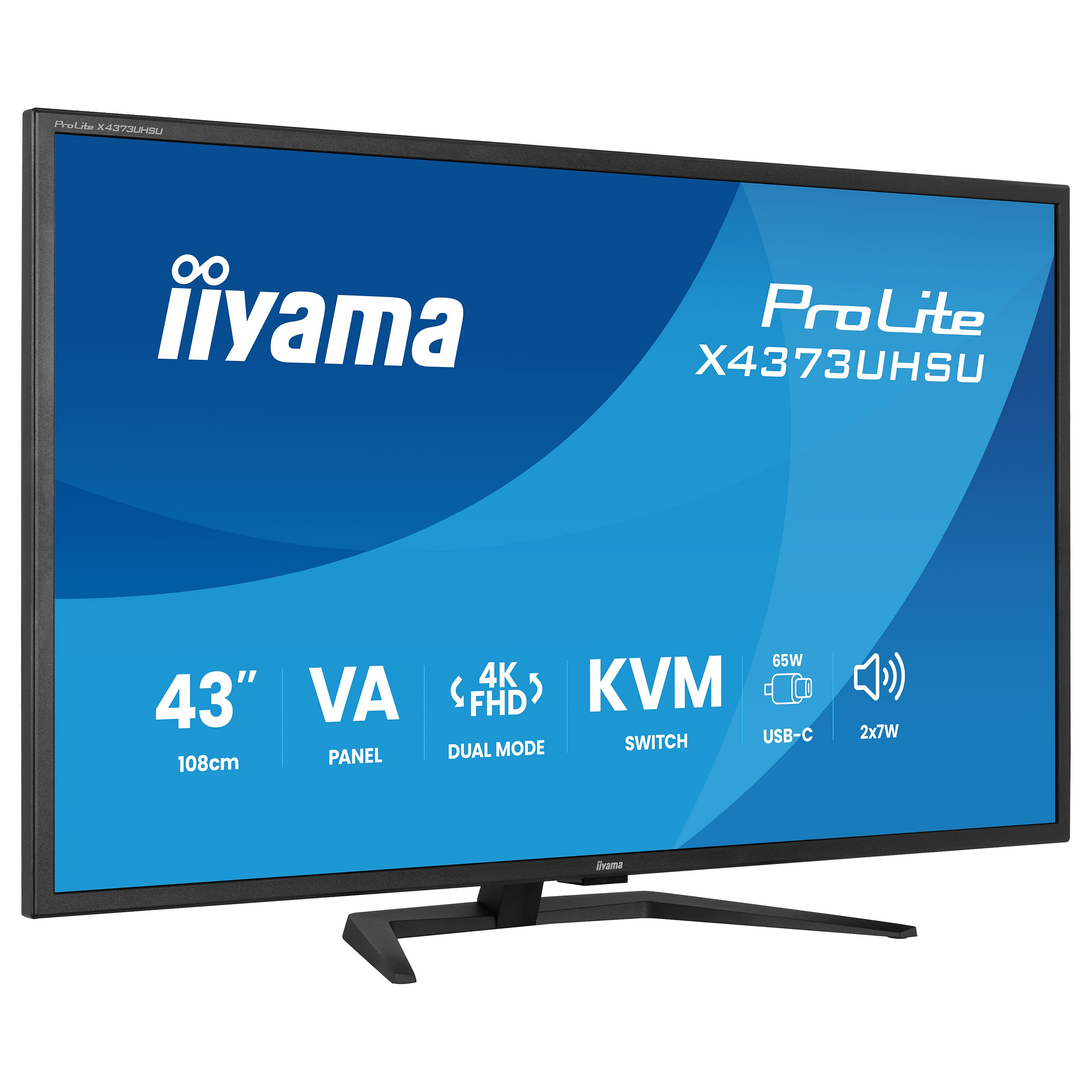 4K UHD Monitor IIYAMA ProLite X4373UHSU-B2 (43", 3840x2160, VA, USB-C, PbP)-1