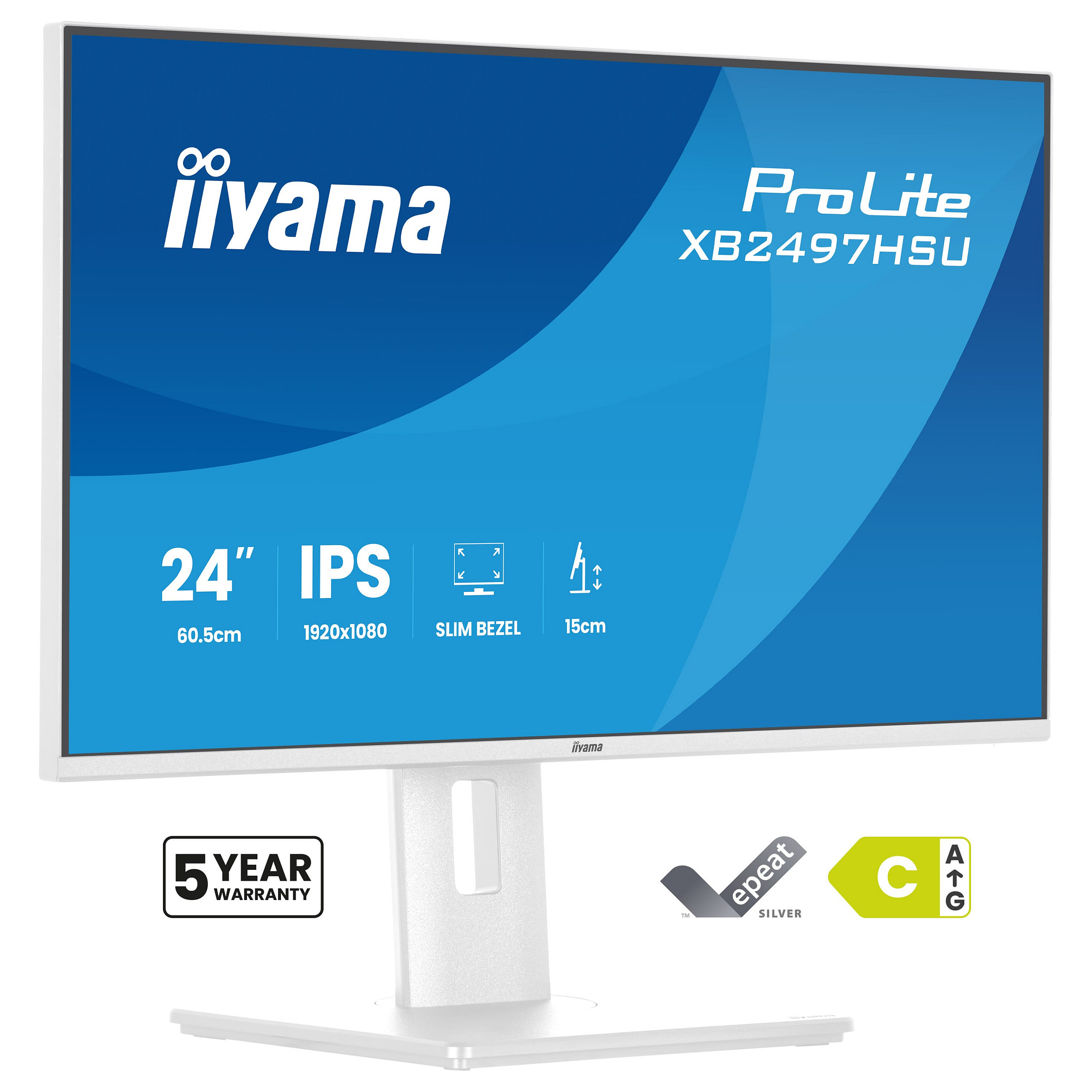 Monitor IIYAMA ProLite XB2497HSU-W1 (23.8", IPS, FHD, 100Hz, USB-C, bijeli)-0