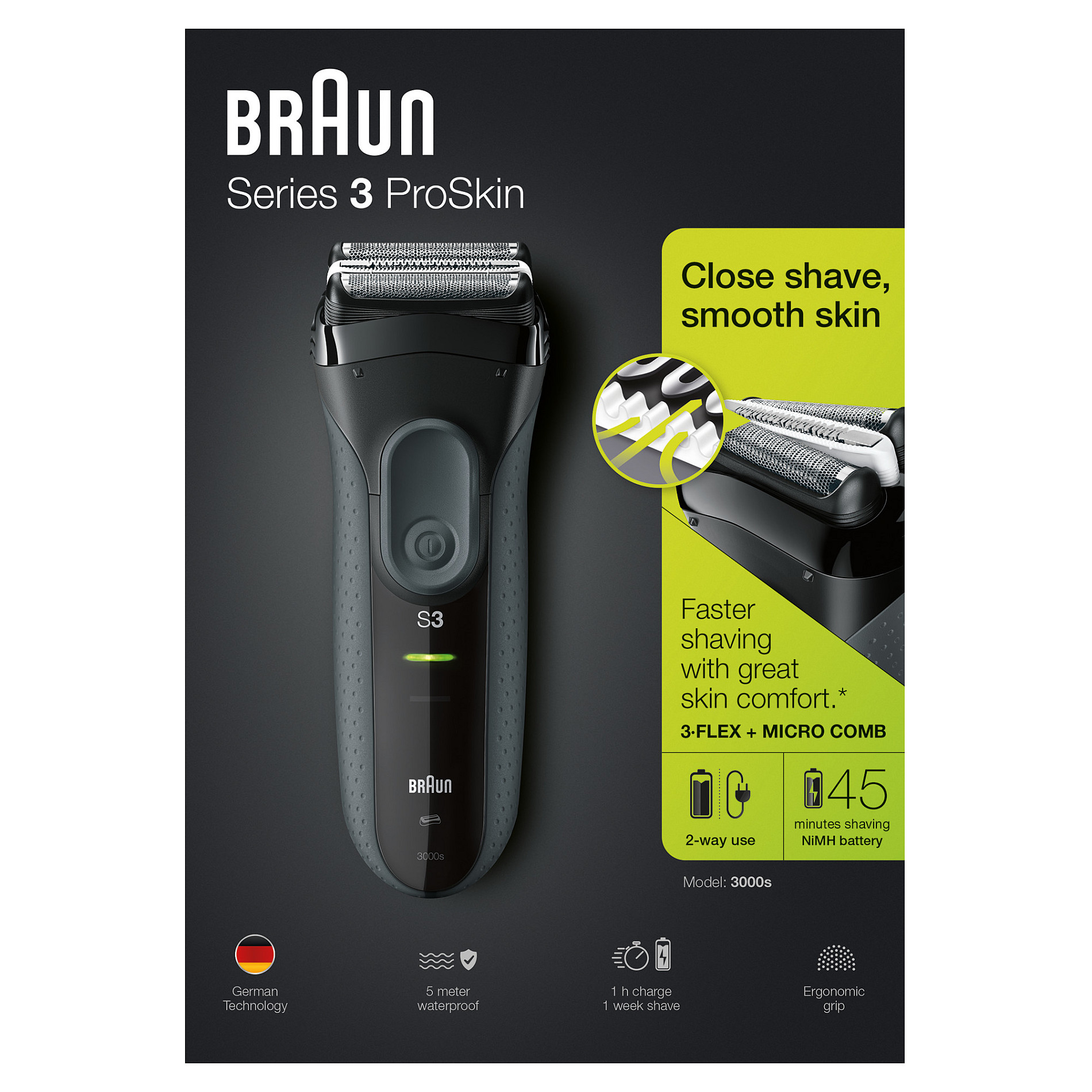 Brijaći aparat BRAUN Series 3 3000s ProSkin (punjivi, 3-Flex glava)-4