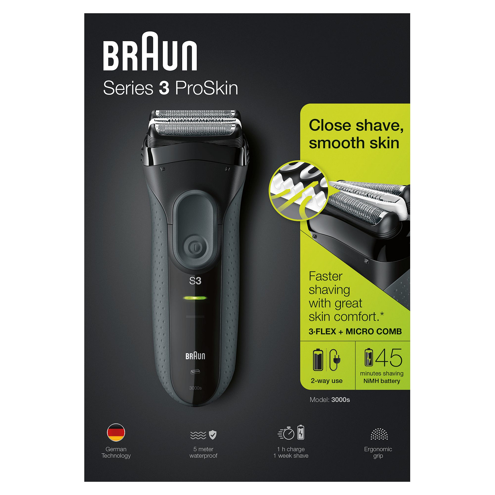 Brijaći aparat BRAUN Series 3 3000s ProSkin (punjivi, 3-Flex glava)-5