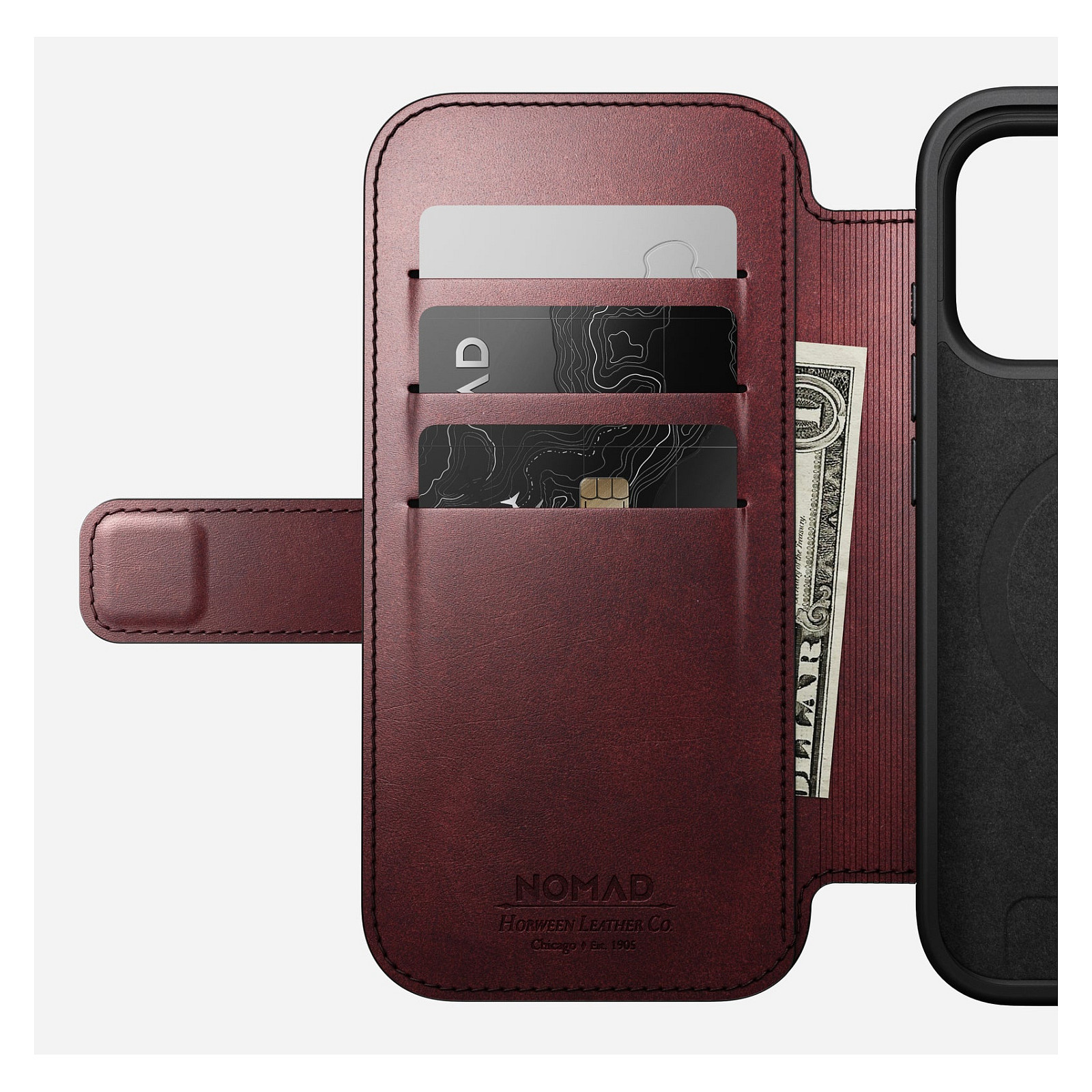 Futrola NOMAD Modern Leather Folio (za iPhone 17 Pro, Burgundy, Horween koža)-6