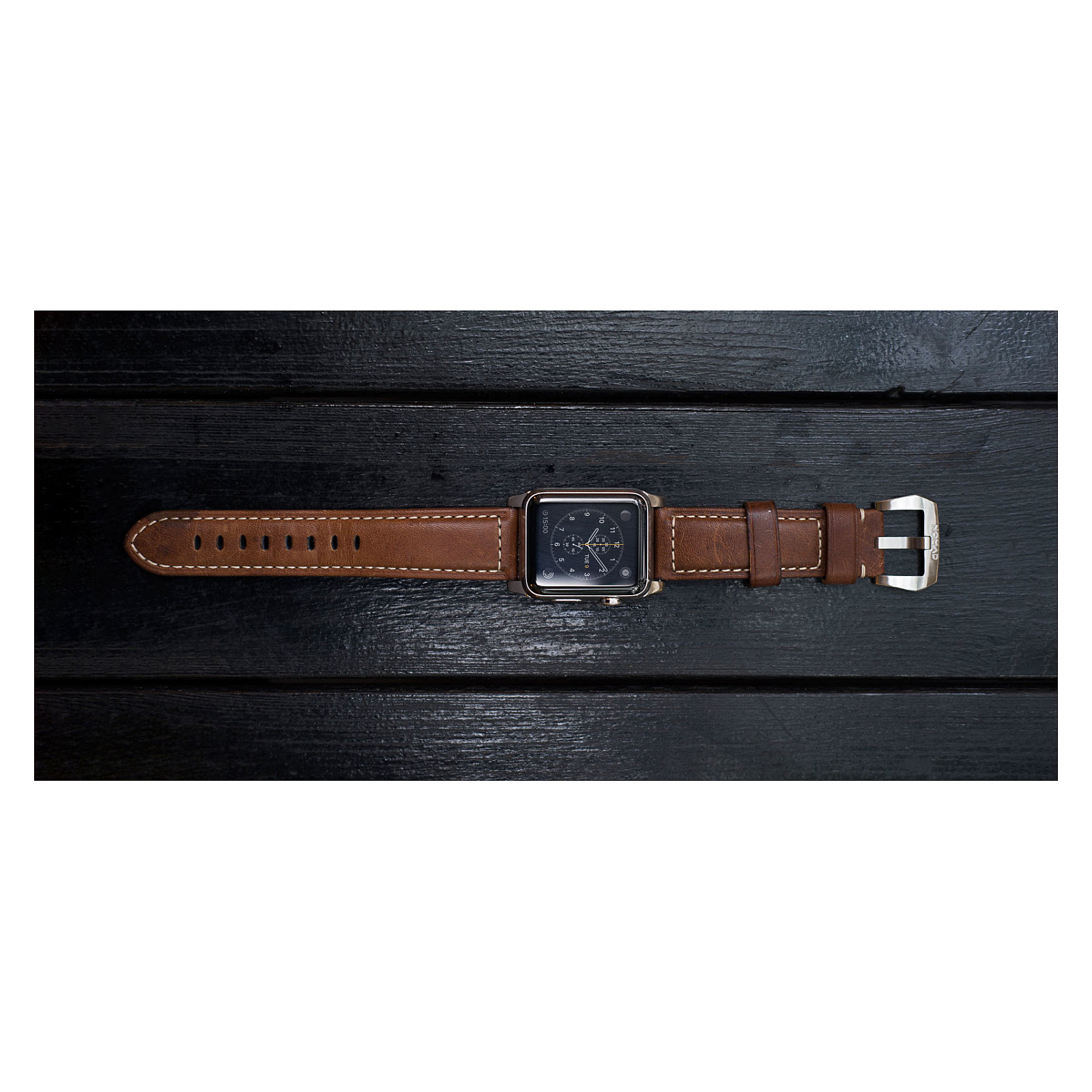 Remen za pametni sat NOMAD Traditional Leather Strap (Smeđi, Srebrni konektori, 42/44/45/49mm)-2