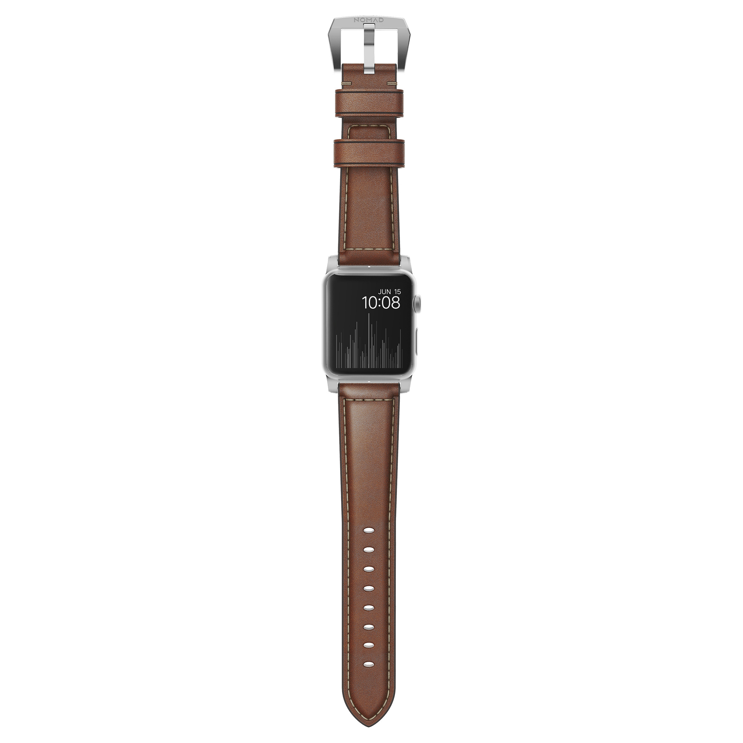 Remen za pametni sat NOMAD Traditional Leather Strap (Smeđi, Srebrni konektori, 42/44/45/49mm)-3