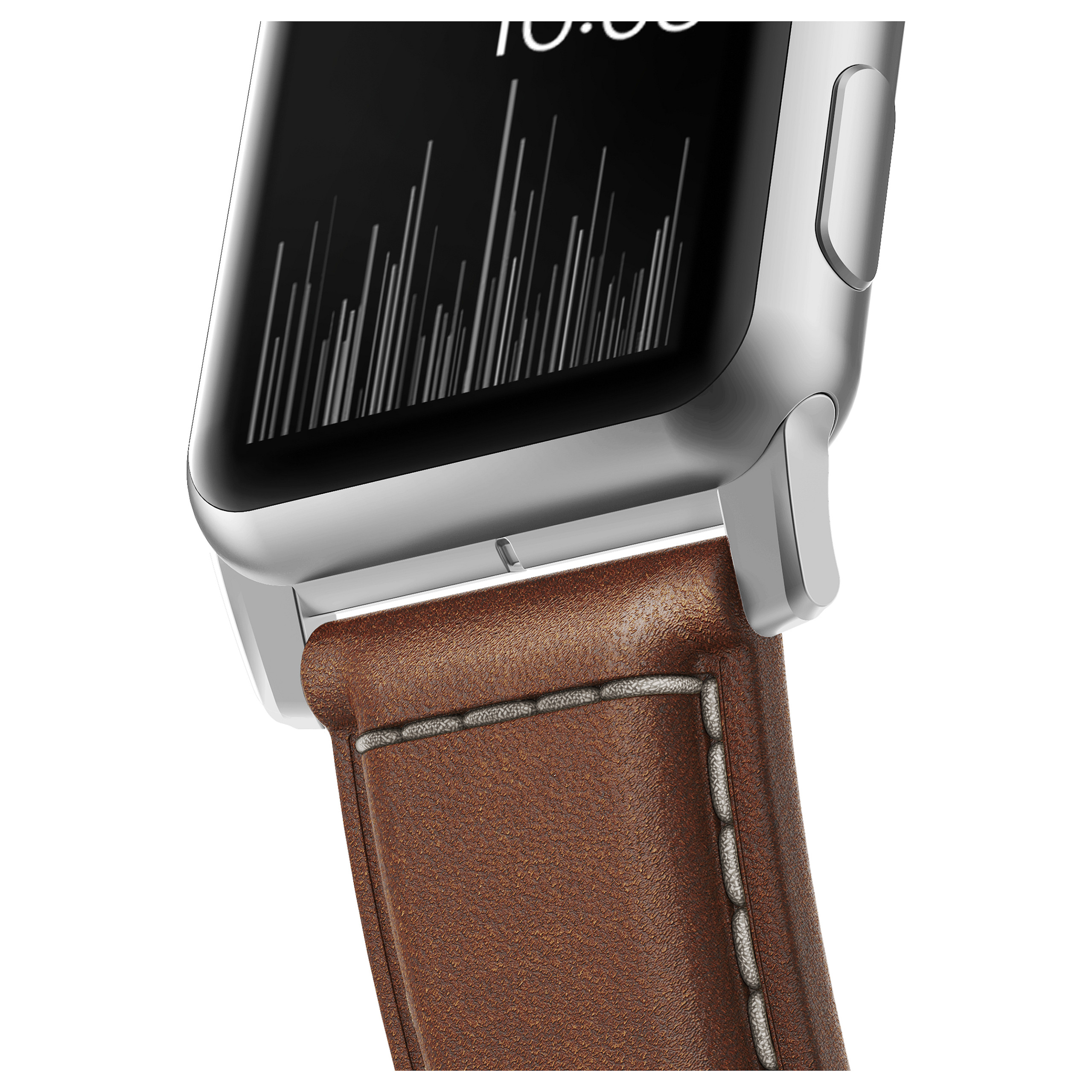 Remen za pametni sat NOMAD Traditional Leather Strap (Smeđi, Srebrni konektori, 42/44/45/49mm)-5