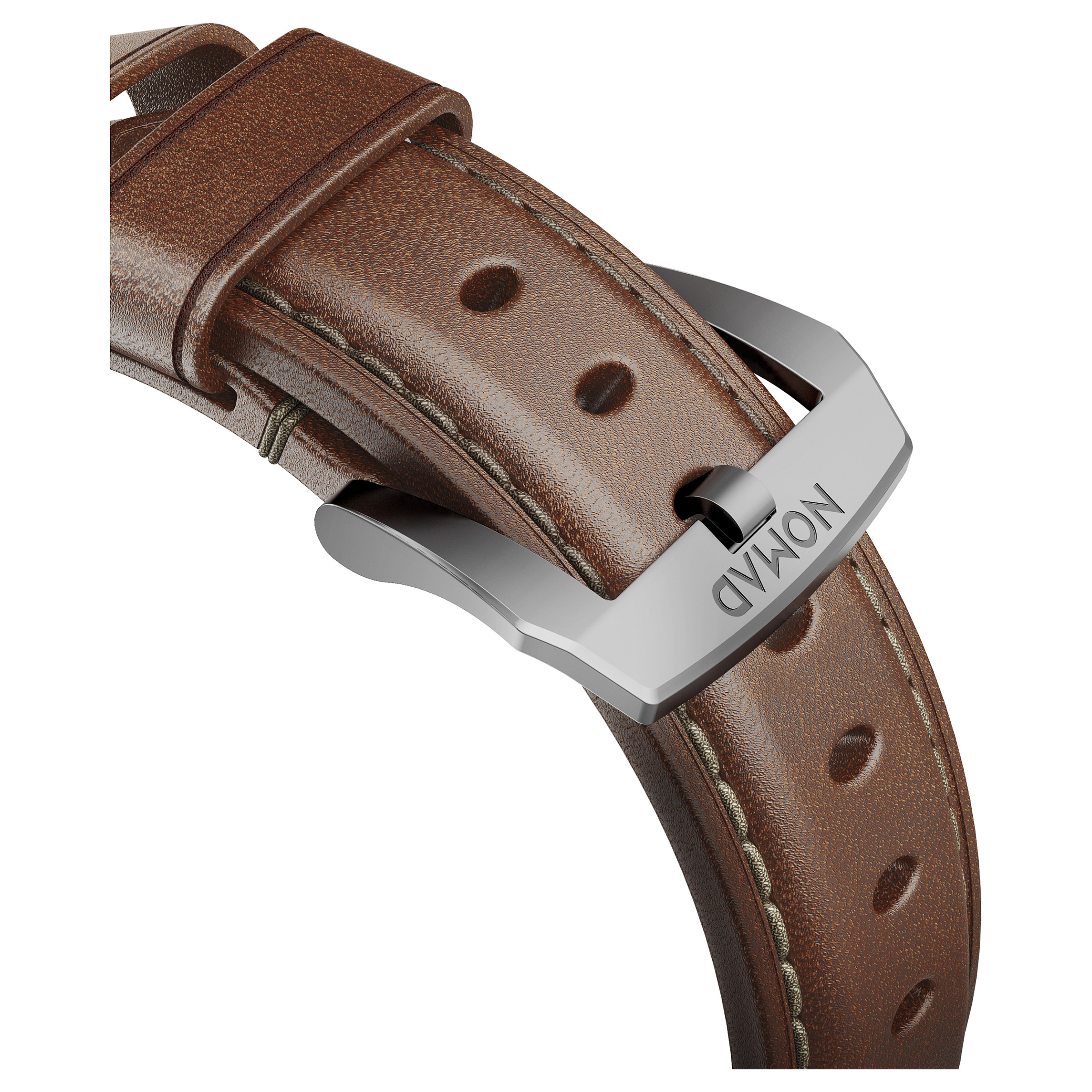 Remen za pametni sat NOMAD Traditional Leather Strap (Smeđi, Srebrni konektori, 42/44/45/49mm)-6