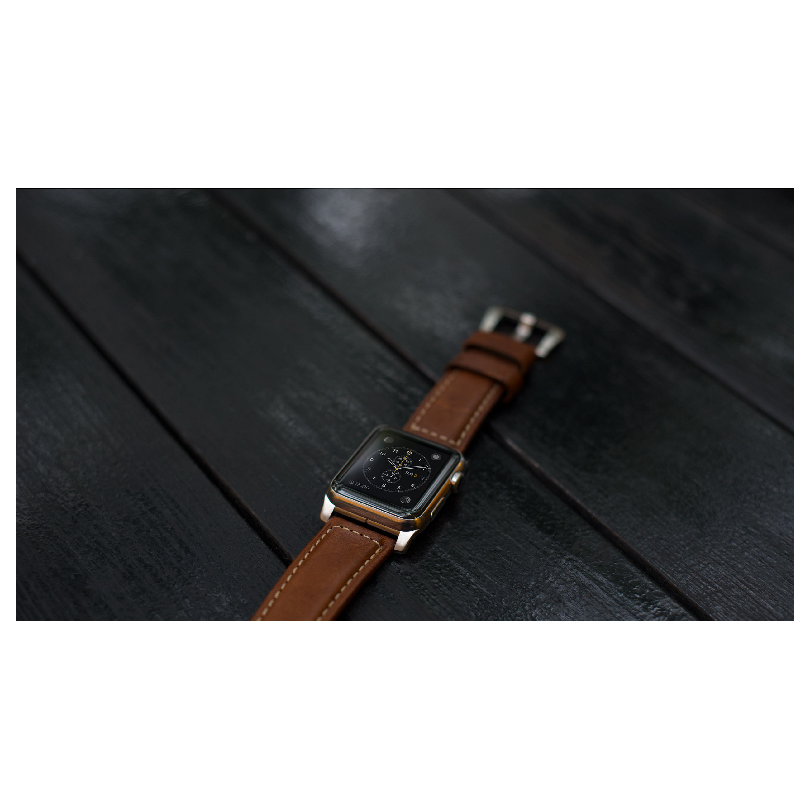 Remen za pametni sat NOMAD Traditional Leather Strap (Smeđi, Srebrni konektori, 42/44/45/49mm)-9
