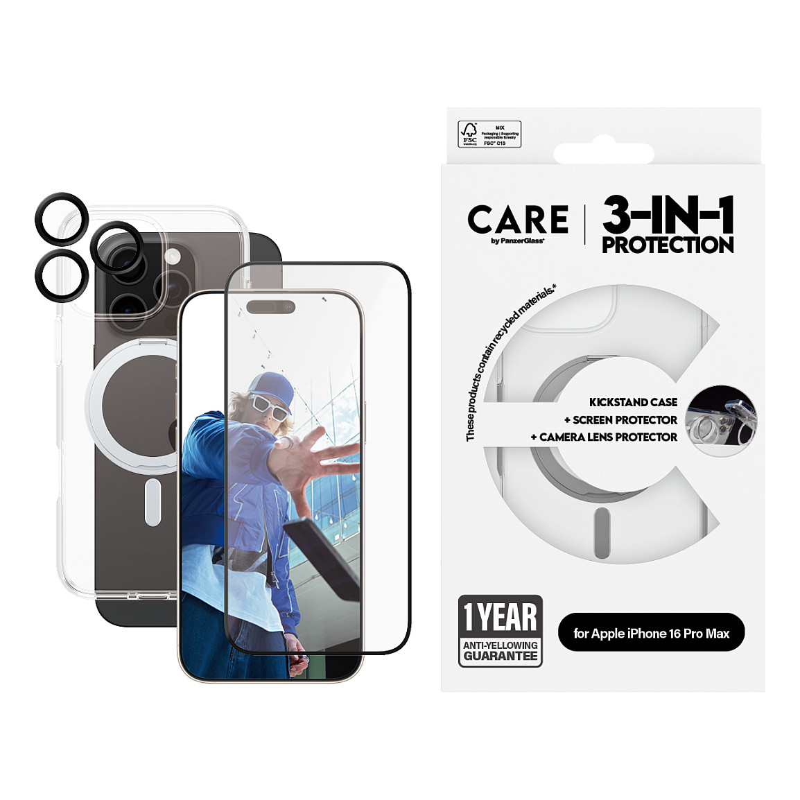 3-u-1 zaštitni set PANZERGLASS za Apple iPhone 16 Pro Max (Ceramic, Antibacterial)-1
