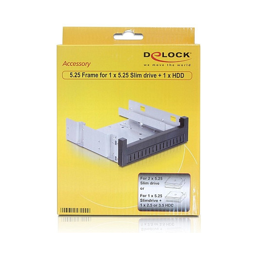 Ugradbeni okvir DELOCK 47200 za 5.25" utor (1x 5.25" slim + 1x 2.5" HDD/SSD)-1