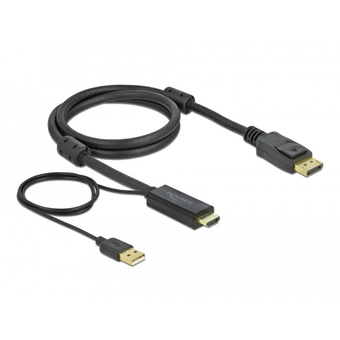 DELOCK Aktivni kabel HDMI na DisplayPort 1m (4K 30Hz, USB napajanje) 62667