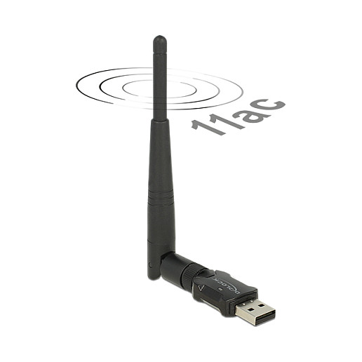 DELOCK 12462 USB 2.0 Wi-Fi AC adapter (Dual Band, 433 Mbps, odvojiva antena)