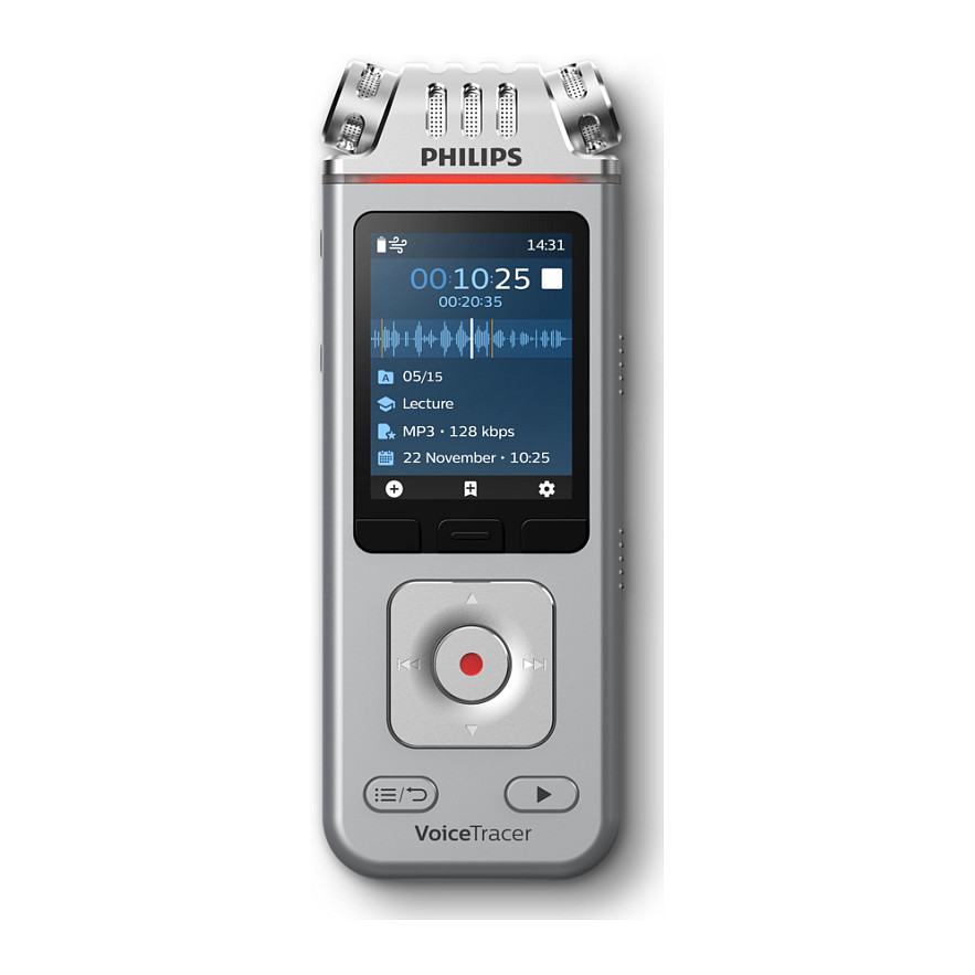 Diktafon PHILIPS DVT4115 VoiceTracer (3 mikrofona, 8GB, Wi-Fi, App kontrola)