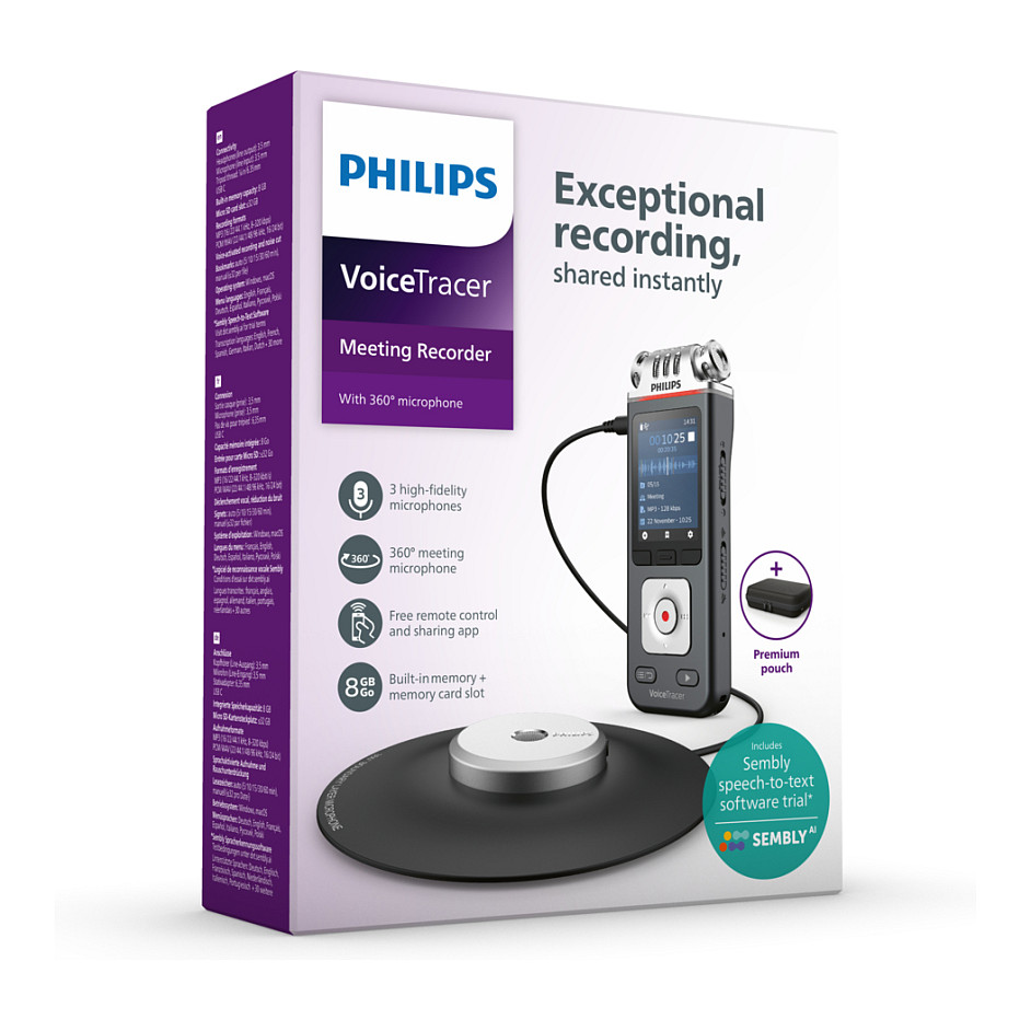 Digitalni diktafon PHILIPS VoiceTracer DVT8115 (360° mikrofon, 32GB, 36h baterije, Wi-Fi)-9