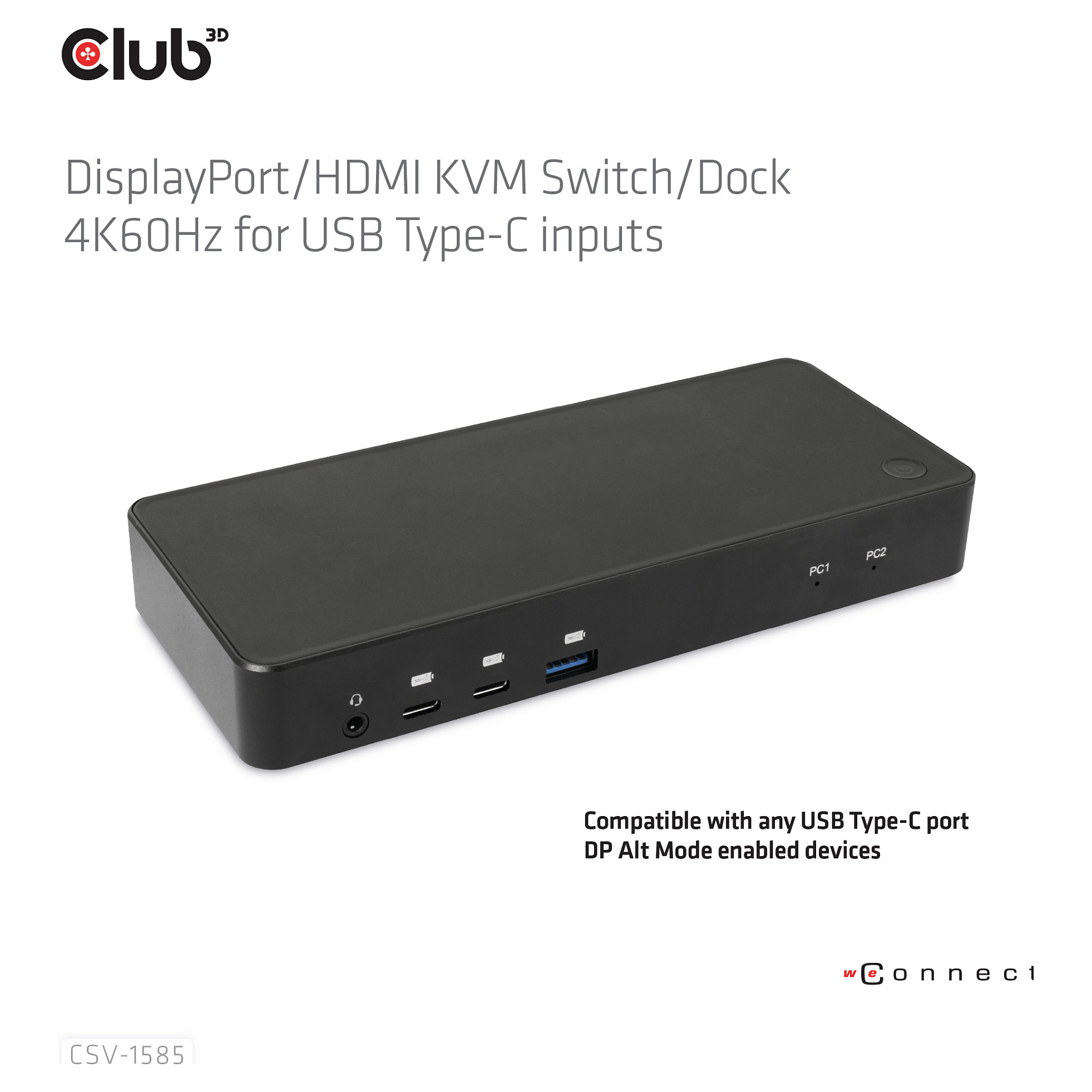 KVM Switch CLUB 3D CSV-1585 (2x USB-C, 4K60Hz, HDMI/DP, LAN, PD 100W)-2