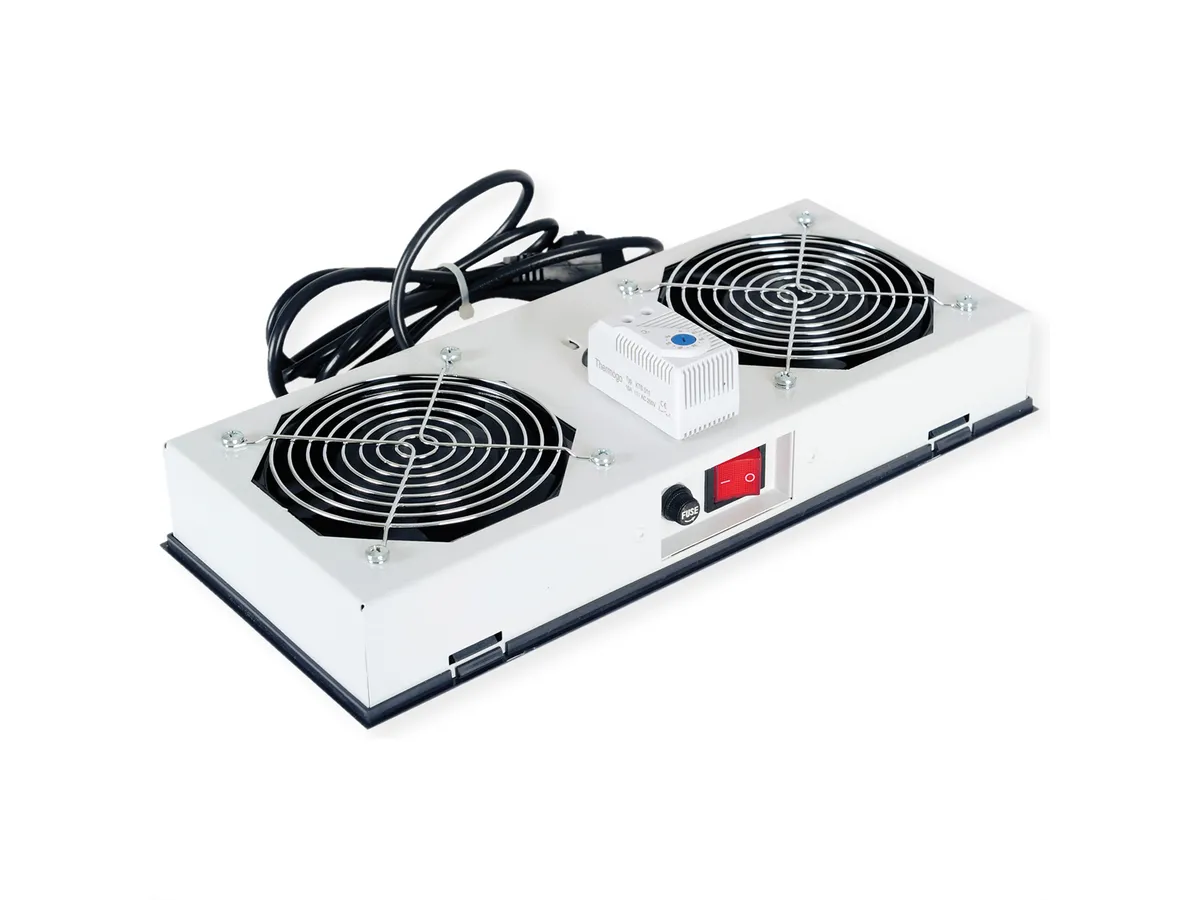 ROLINE 19" krovni ventilacijski modul s 2 ventilatora i termostatom sivi (26.11.0356)-0