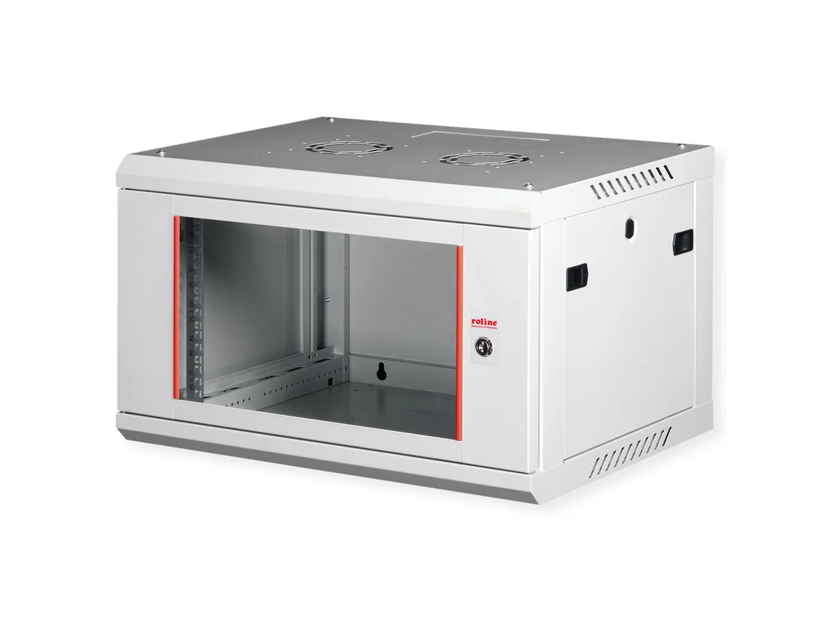 ROLINE 19" zidni mrežni ormar 6U 600x450mm Basic Plus sivi (staklena vrata, 80kg nosivost)
