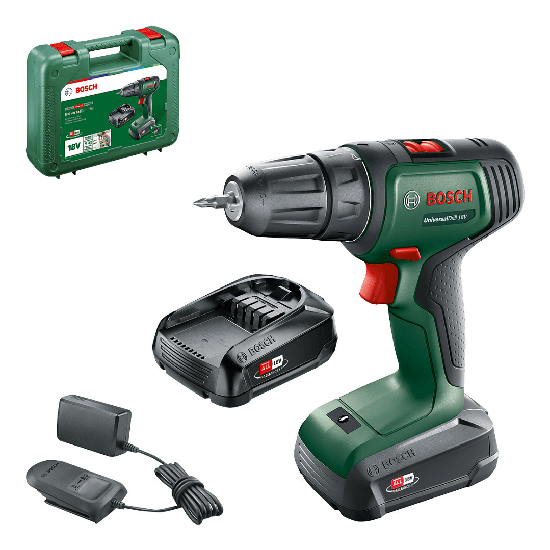Akumulatorska bušilica-odvijač BOSCH UniversalDrill 18V (2x 1.5Ah, punjač, kofer)-1