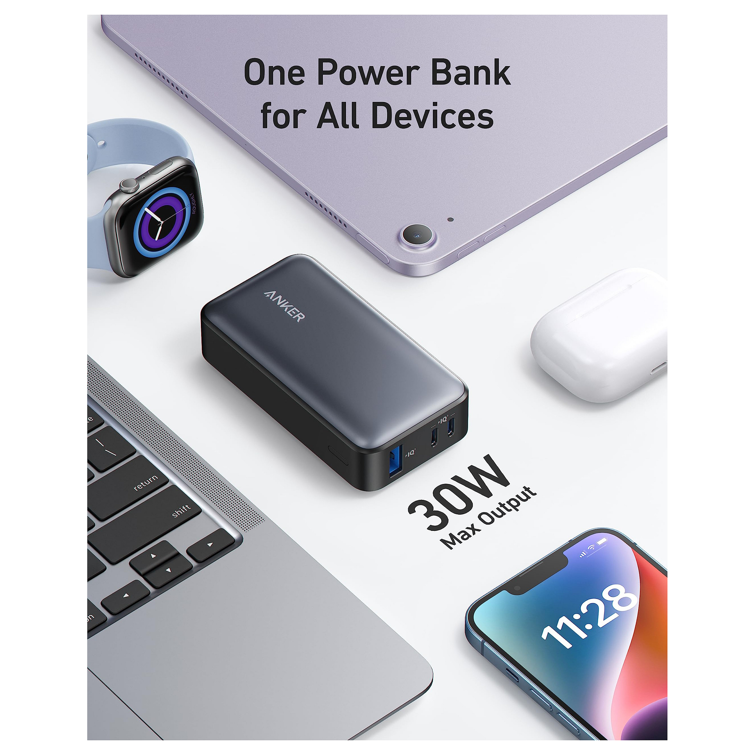 Prijenosna baterija ANKER 533 PowerCore 10K (10.000mAh, 30W PD, 2xUSB-C, 1xUSB-A), crna-2
